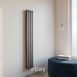 Vertical Radiator 1600X236MM Double Anthracite Oval Panel Central Heating