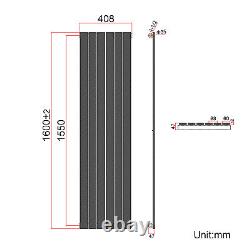 Vertical Radiator 1800 1600 Black Flat Panel Bathroom Central Heating Rads