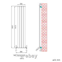 Vertical Radiator 1800 mm Flat Panel Oval Column Central Heating Rad With Valves