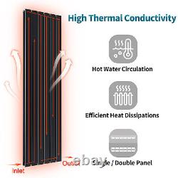 Vertical Radiator 1800 x 408mm Single Flat Panel Central Heating Tall Black Rads