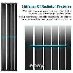 Vertical Radiator 1800 x 408mm Single Flat Panel Central Heating Tall Black Rads