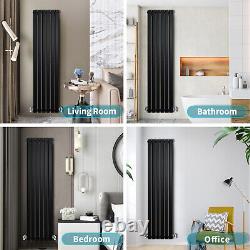 Vertical Radiator 1800 x 408mm Single Flat Panel Central Heating Tall Black Rads