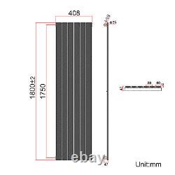 Vertical Radiator 1800 x 408mm Single Flat Panel Central Heating Tall Black Rads