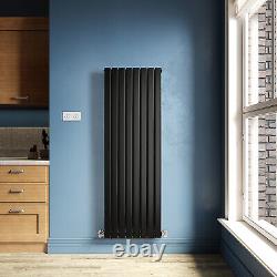 Vertical Radiator Black Single Flat Panel Central Heating Tall Rads 1600 x 544mm