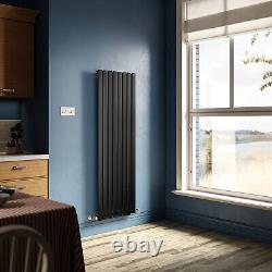 Vertical Radiator Black Single Flat Panel Central Heating Tall Rads 1600 x 544mm