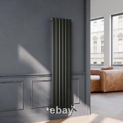 Vertical Radiator Black Single Flat Panel Tall Upright Rads 1600x408mm Bathroom