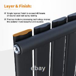 Vertical Radiator Black Single Flat Panel Tall Upright Rads 1600x408mm Bathroom