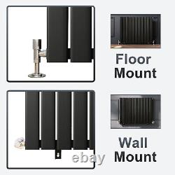 Vertical Radiator Black Single Flat Panel Tall Upright Rads 1600x408mm Bathroom