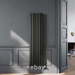 Vertical Radiator Black Single Flat Panel Tall Upright Rads 1600x408mm Bathroom