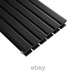 Vertical Radiator Double 1600x408 Black Flat Panel Central Heating With Valves