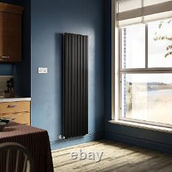 Vertical Radiator Double 1800x544 Black Flat Panel Central Heating With Valves