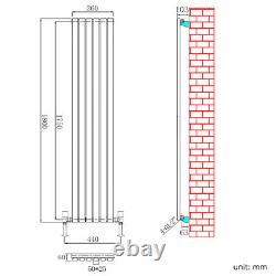 Vertical Radiator Oval Column Anthracite White Heating Tall Rad With TRV Valves