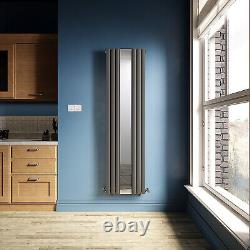 Vertical Radiator With Mirror 1800 x 500 Anthracite Single Oval Column Tall Rads