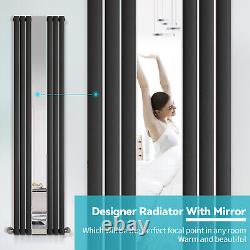 Vertical Radiator With Mirror 1800 x 500 Anthracite Single Oval Column Tall Rads