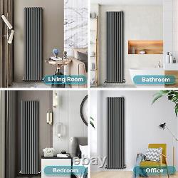 Vertical Radiator With Mirror 1800 x 500 Anthracite Single Oval Column Tall Rads