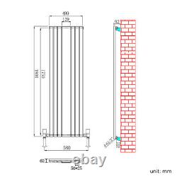 Vertical Radiator With Mirror 1800 x 500 Anthracite Single Oval Column Tall Rads