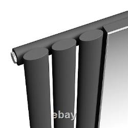 Vertical Radiator With Mirror 1800 x 500 Anthracite Single Oval Column Tall Rads