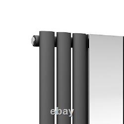 Vertical Radiator With Mirror 1800 x 500 Anthracite Single Oval Column Tall Rads