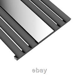 Vertical Radiator With Mirror 1800 x 500 Anthracite Single Oval Column Tall Rads