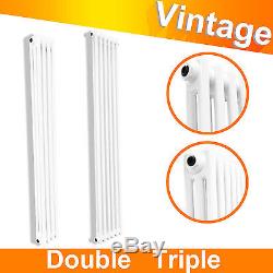 Vertical Traditional Radiator Vintage Cast Iron Bathroom Central Heating White