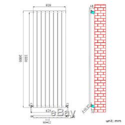 White Designer Central Heating Radiator Vertical Flat Panel Single 1600x608 mm