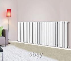 White Designer Oval Column Radiator Horizontal Single 600x1593mm Central Heating