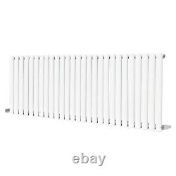 White Designer Oval Column Radiator Horizontal Single 600x1593mm Central Heating