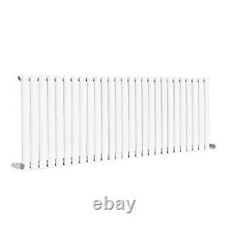 White Designer Oval Column Radiator Horizontal Single 600x1593mm Central Heating