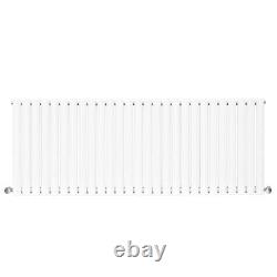 White Designer Oval Column Radiator Horizontal Single 600x1593mm Central Heating