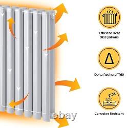 White Designer Radiator Horizontal Oval Column Double Panel Rad 600x820mm