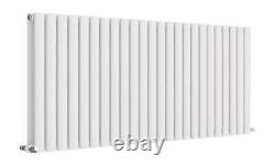 White Horizontal Radiator Column Designer Double Oval Panel 600 x 1440mm