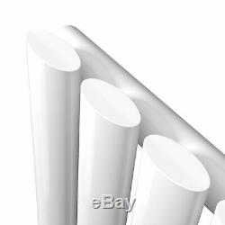 White Oval Column Designer Radiator Bathroom Central Heating Rads With Free Valves