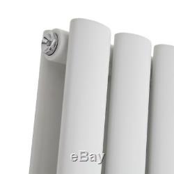 White Oval Column Vertical Designer Double Radiator 1600 x 354mm Central Heating