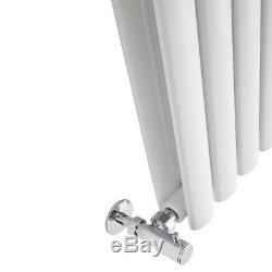 White Oval Column Vertical Designer Double Radiator 1600 x 354mm Central Heating