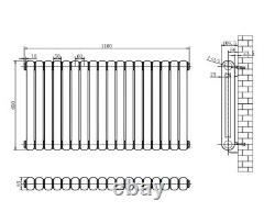 White Oval Panel Radiator Designer Horizontal Central Heating Rad 600x1100mm