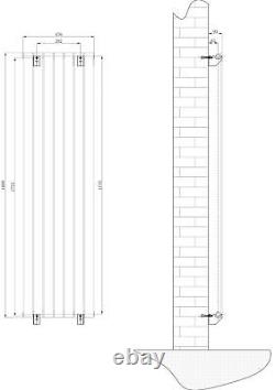 White Tall Vertical Pinta Wall Mounted Double Flat Panel Radiator 1800x475mm