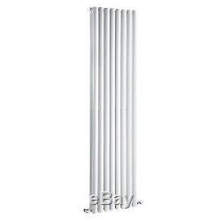 White Vertical Designer Double Central Heating Oval Column Radiator 1800480