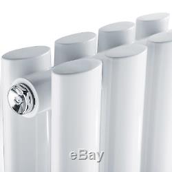 White Vertical Designer Double Central Heating Oval Column Radiator 1800480