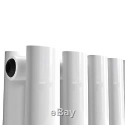 White Vertical Oval Column Designer Double Radiator 1800 x 354mm Central Heating
