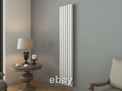 White Vertical Oval Column Radiator Double Panel Designer Heater 1800 x 360 mm
