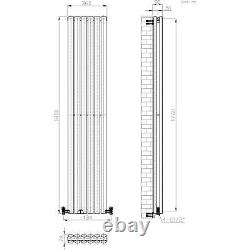 White Vertical Oval Column Radiator Double Panel Designer Heater 1800 x 360 mm