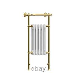 White and Brass Traditional Column Radiator with Towel Rail 952 x 659 BeBa 28291