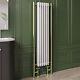 White and Brass Vertical Traditional Column Radiator 1600 x 480mm- Reg REGBB1600