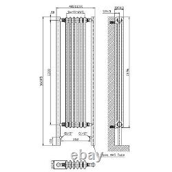 White and Brass Vertical Traditional Column Radiator 1600 x 480mm- Reg REGBB1600